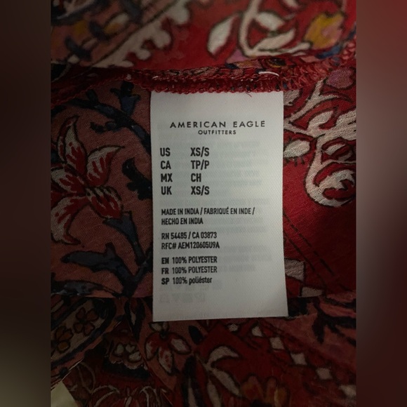 NWT AMERICAN EAGLE Red FLORAL Short SLEEVE Long KIMONO Boho DUSTER Cardigan XS/S - Picture 7 of 7